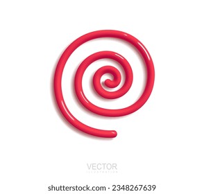 Red spiral vector icon on white background. Spiral icon for web and app. Realistic 3d design cartoon style. Illustration