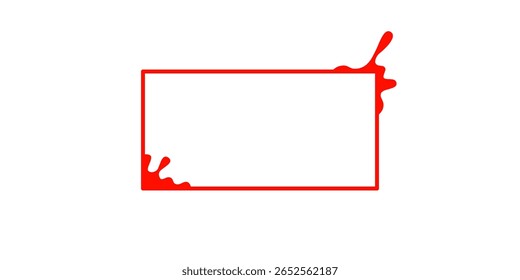 Red Splash Frame on White Background.
