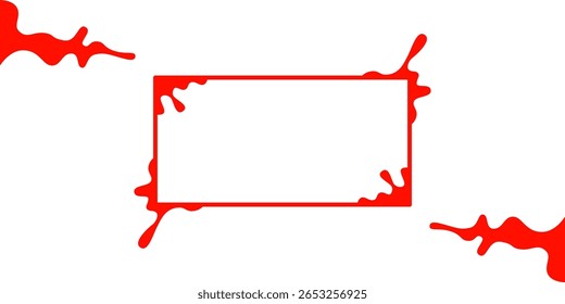 Marco rojo de la salpicadura en el fondo blanco. Un diseño de marco rectangular audaz y dinámico con Elementos rojos vivos sobre un fondo blanco limpio.