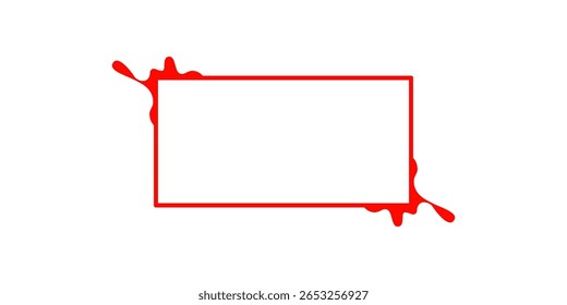 Marco rojo de la salpicadura en el fondo blanco. Un diseño de marco rectangular audaz y dinámico con Elementos rojos vivos sobre un fondo blanco limpio.