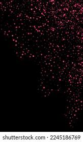 Red Splash Luxury Vector Black Background. Isolated Round Card. Bright Confetti Christmas Background. Glow Modern Invitation.
