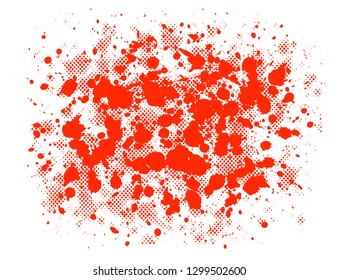 Red splashes background.Paint splatters.