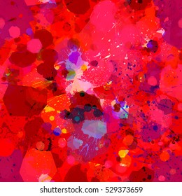 Red splatter background texture. Seamless art pattern.