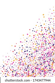 Red Splatter Confetti Illustration. Pink Circle Celebration. Round Purple Carnaval Texture. Colorful Background.