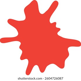 A red splatter of paint on a white background. The splatter is large and covers a significant portion of the background. The red color of the paint creates a bold