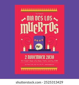 Dia De Los Muertos De Ilustração Assustadora Vermelha