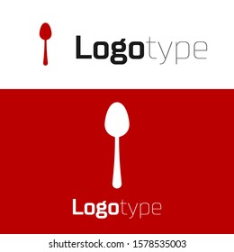 Red Spoon icon isolated on white background. Cooking utensil. Cutlery sign. Logo design template element. Vector Illustration