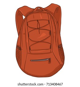 Red Sport Backpack. vector cartoon.