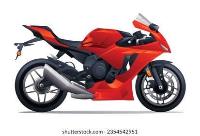 Red sport bike racing motorcycle vector illustration isolated on white background