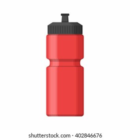 Red Sport bottle icon for water icon in flat style isolated on white background. Sipper vector