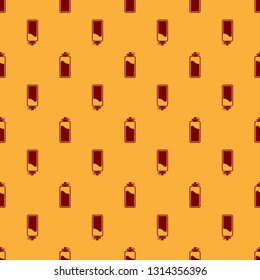 Red Sport bottle with water icon isolated seamless pattern on brown background. Flat design. Vector Illustration
