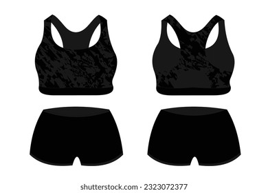 red Sport Bra, front and back view Standard Uniform design Vector illustration