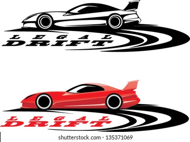 red sport car icon and black icon ready for vinyl cutting