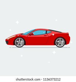 Red sport car isolated on white background