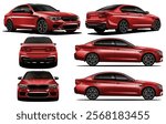Red sport car in many angles 