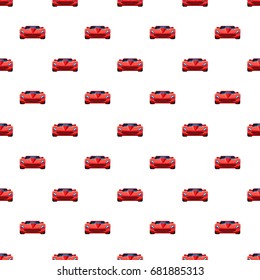 Red sport car pattern seamless repeat in cartoon style vector illustration