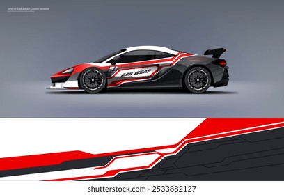 Red Sport carro Racing carro envoltório livery carro envoltório livery design vetor file eps 10 com arquivo imprimível abaixo