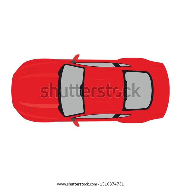 Red sport car top view. Generic car. Sport car\
isolated on white\
background