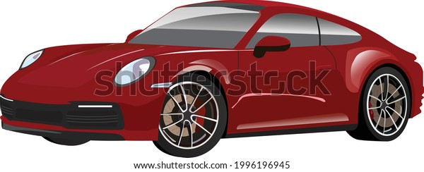 Red\
Sport Car with transparent Background Vector EPS\
10