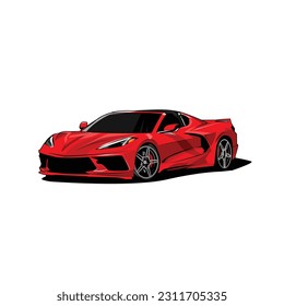 Red sport car vector illustration.