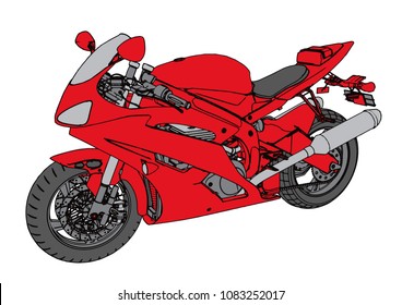 red sport motorcycle vector
