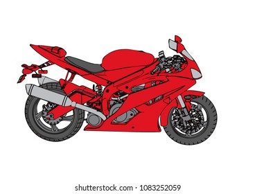 red sport motorcycle vector
