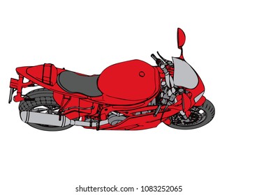 red sport motorcycle vector
