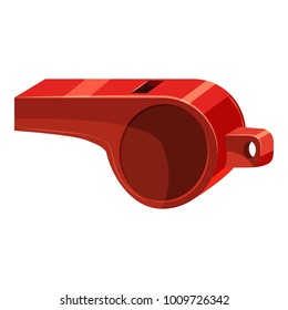 Red sport whistle icon. Cartoon illustration of red sport whistle vector icon for web