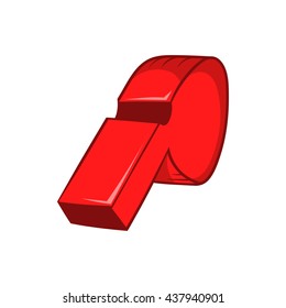 Red sport whistle icon, cartoon style