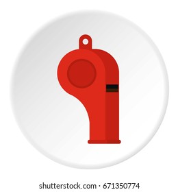 Red sport whistle icon. Flat illustration of red sport whistle vector icon isolated on white background