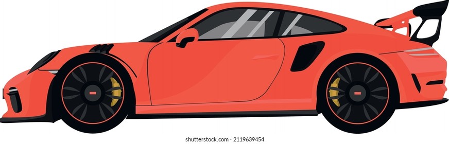 Red sports car with black steel rims svg
