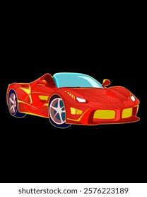 red sports car line art vector image on black background