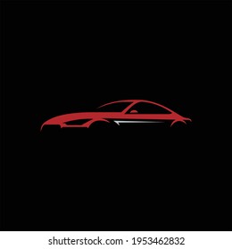 Red Sports Car Outline Illustration Logo