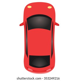 Red Sports Car Top View Cartoon Vector