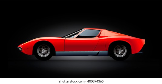 Red sports car.  Vector illustration