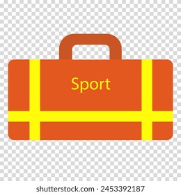 Red sports handle with yellow straps, flat design, simple image, cartoon style. The concept of a healthy lifestyle and sports. Vector line icon for business and advertising
