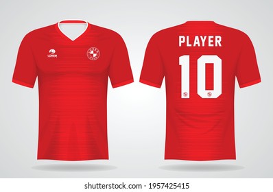 red sports jersey template for team uniforms and Soccer t shirt design