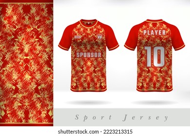 Red sports jersey uniform template design
