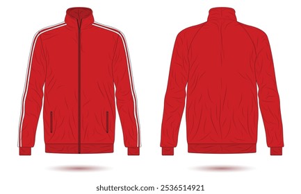 Red sports training jacket. Vector illustration