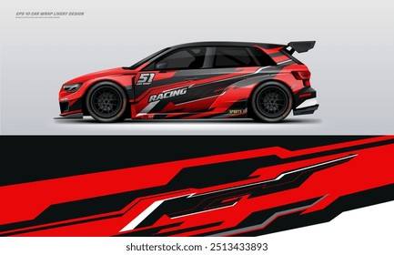 Rojo Deportivo coche de carreras wrap diseño livery universal coche de carreras etiqueta Vector archivo y archivo imprimible a continuación