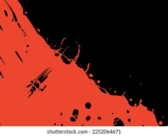 Mancha roja sobre un fondo negro. Ilustración sangrienta de material con espacio para texto. Textura mortal para los carteles del horror.