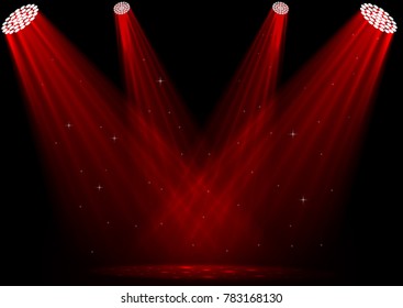 Red spotlights on dark background