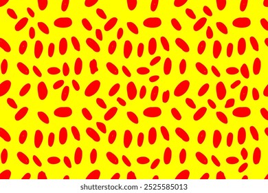 Red spots on yellow background.  Seamless vector pattern for design and decoration. 