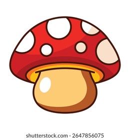 Red spotted mushroom cartoon icon isolated on white background