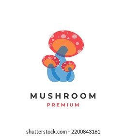 Red spotted mushroom vector illustration logo with overlapping colors