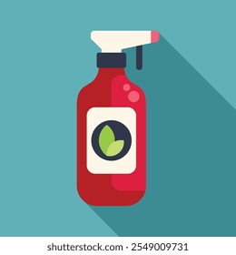 Botella de spray rojo que contiene un producto natural y ecológico, perfecto para promover la limpieza verde y la vida sostenible