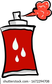 Rote Sprayflasche, Illustration, Vektorillustration auf weißem Hintergrund.