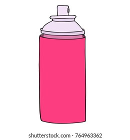 Red spray bottle isolated on white background. Hand drawn vector sketch 