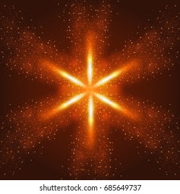 Red spray of light.Abstract bright golden shimmer glowing particles.Scatter shining star dust light explosion effect. Burning sparks wallpaper. Vector background for holidays and party