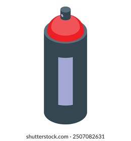 Red spray paint can, an essential tool for creating vibrant and expressive graffiti art, shown in isometric view